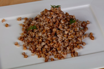 Steamed tasty buckwheat