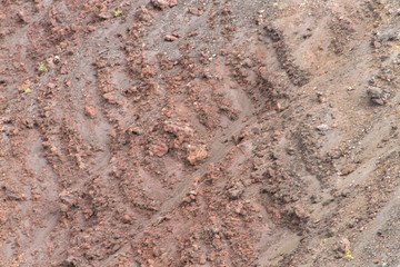 The soil on the slopes of the volcano Etna in Sicily