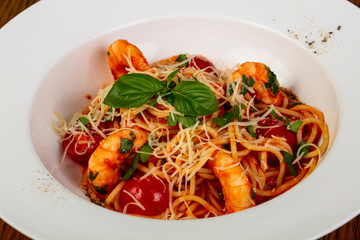 Spaghetti with prawn