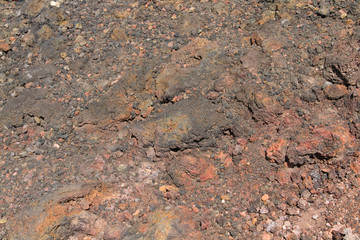 The soil on the slopes of the volcano Etna in Sicily