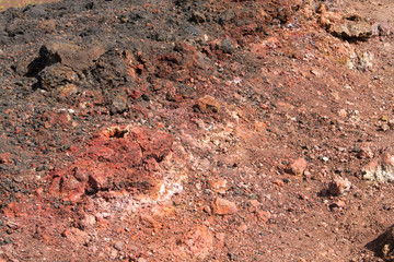 The soil on the slopes of the volcano Etna in Sicily