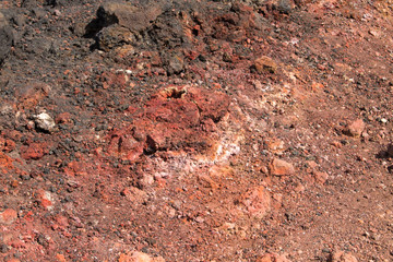 The soil on the slopes of the volcano Etna in Sicily