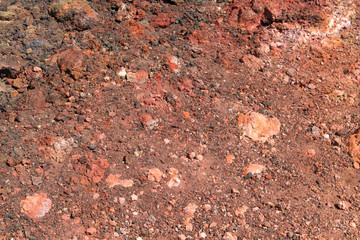 The soil on the slopes of the volcano Etna in Sicily