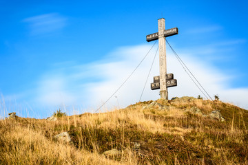 summit cross of the "Renfeld" mountain near "Bruck an der Mur", Styria, Austria