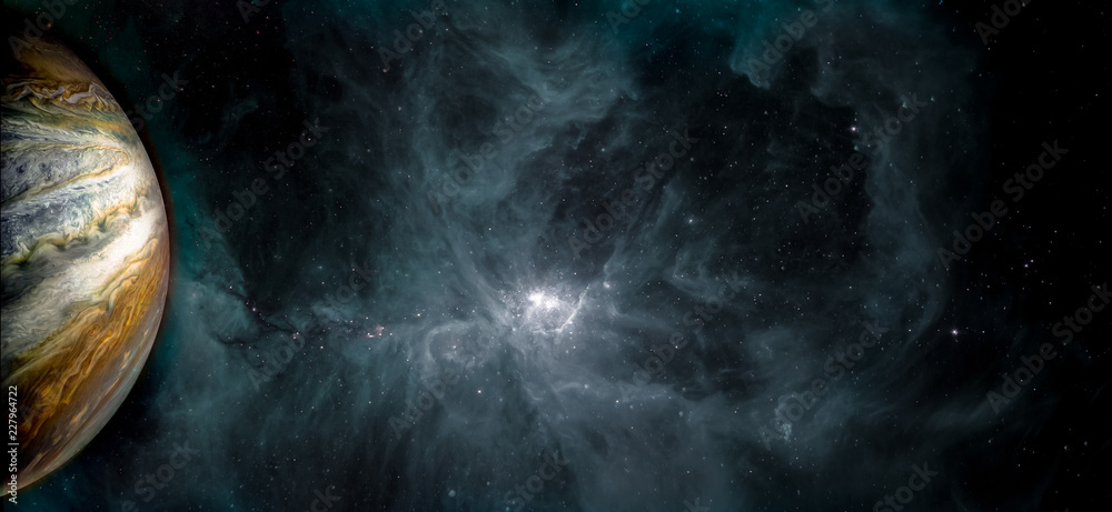 Wall mural pluto planet and fantastic galacy clouds and stars background. elements of this image furnished by n