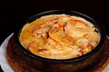 Baked prawn in cream sauce