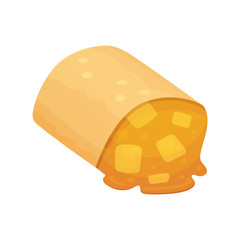 Fruit dessert vector icon in cartoon style. Sweet bakery product, vector illustration.