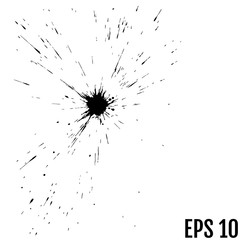 Black drops of paint and stains, ink blots. Vector ink texture.