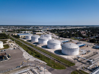 Aerial View of Oil Storage Tanks