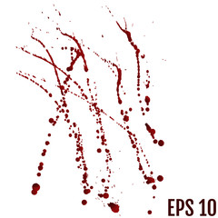 Blood splatter painted vector isolated on white for halloween design. Red dripping blood drop watercolor