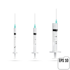 Realistic vector syringes isolated on white background
