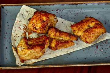 Chicken barveque with bread