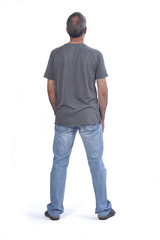 Fototapeta premium rear view of middle-aged on white background