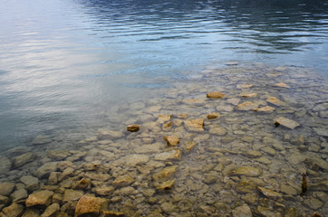 Blue water and rocks
