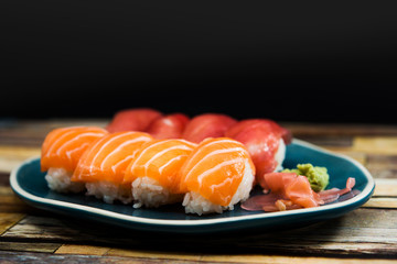 fresh sushi traditional japanese food on the table