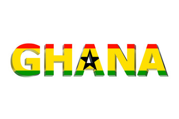 Flag of Ghana on a text background.