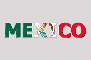 Flag of Mexico on a text background.