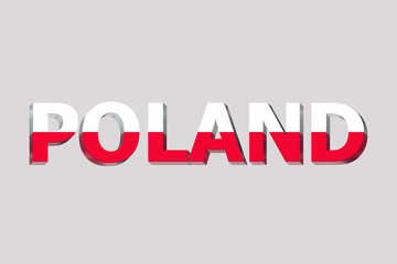 Flag of Poland on text background.