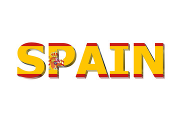 Flag of Spain on a text background.