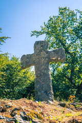 Old stone christian cross in Scandinavian style, Norway