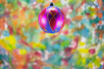  Christmas decorations on a colorful background with bokeh effect