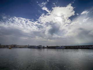 Fototapeta na wymiar View of Santa Pola port and the mediterranean sea.