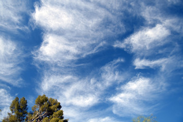 Obraz premium Fluffy clouds on a blue sky