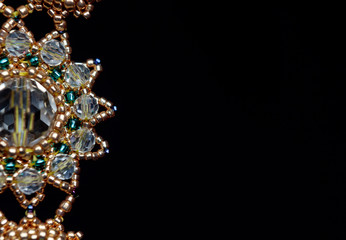 handmade jewelry made of beads in macro. earrings from white beads. earrings from stones