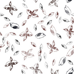 Dark Red vector seamless doodle layout with leaves.