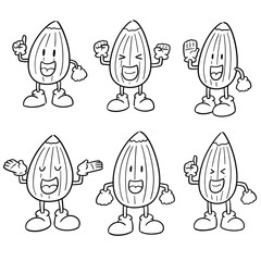 vector set of almond cartoon