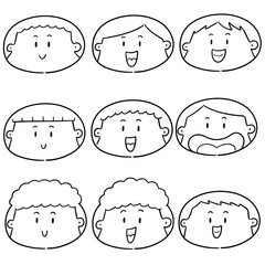 vector set of cartoon face