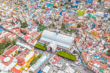 Beautiful aerial view of the Hidalgo Market in Guanajuato city, Mexico