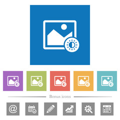 Adjust image saturation flat white icons in square backgrounds