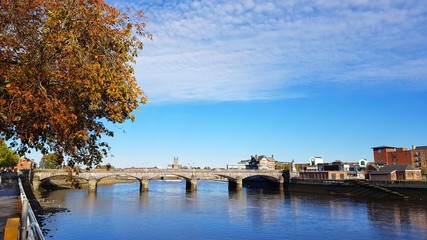 limerick city skyline ireland. beautiful limerick urban cityscape over the river shannon on a sunny day with blue skies. - 227972145