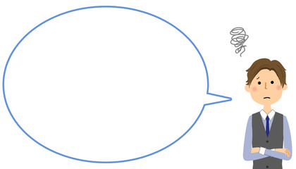 困る若い男性　ふきだし