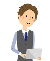 若い男性　ノートPC