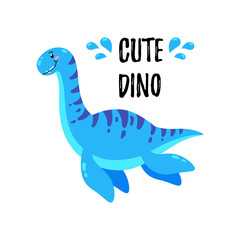 Cartoon vector illustration. Cute Doodle Dinosaur. Template for print, design