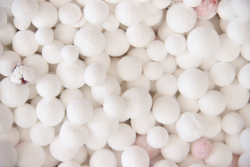 cranberries in powdered sugar white background. Christmas sweetness dessert