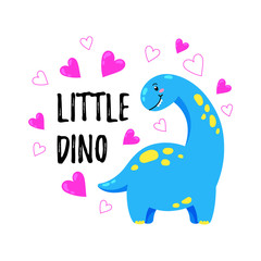 Cartoon vector illustration. Cute Doodle Dinosaur. Template for print, design