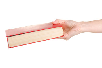Book in hand on white background isolation