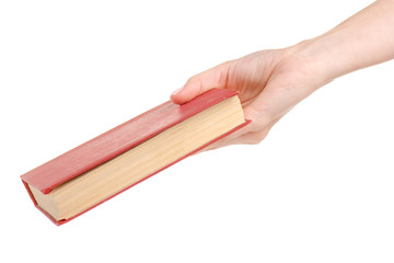 Book in hand on white background isolation