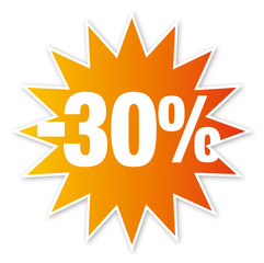 30 % off big sale icon label star up to thirthy precent discount
