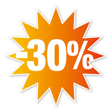 30 % off big sale icon label star up to thirthy precent discount
