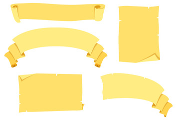 Vector yellow ribbons. Ribbon banner holiday set.