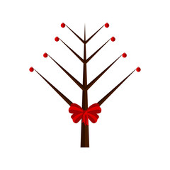 Christmas naked tree with a ribbon icon. Vector illustration design