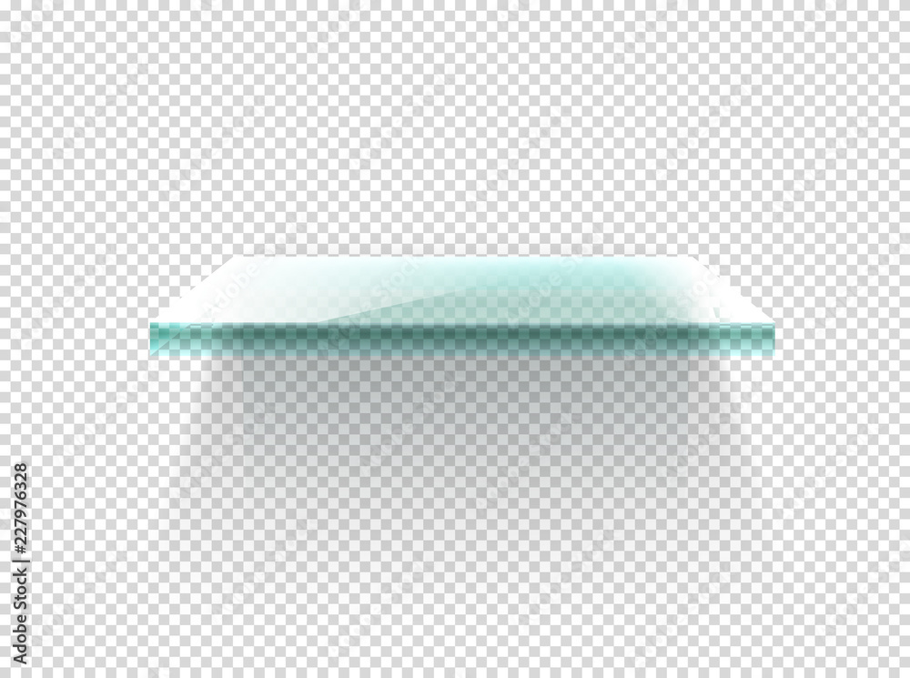 Poster Illuminated glass shelf vector clipart. Vector objects isolated on transparent background