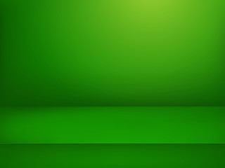 Green illuminated stage. Vector illustration. Advertising template