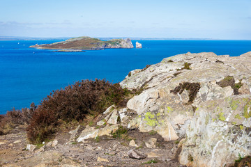View from Howth to the island Irelands Eye near Dublin, Ireland