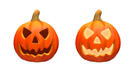 Halloween pumpkins isolated on the white background