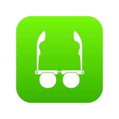 Glasses with black round lenses icon digital green for any design isolated on white vector illustration